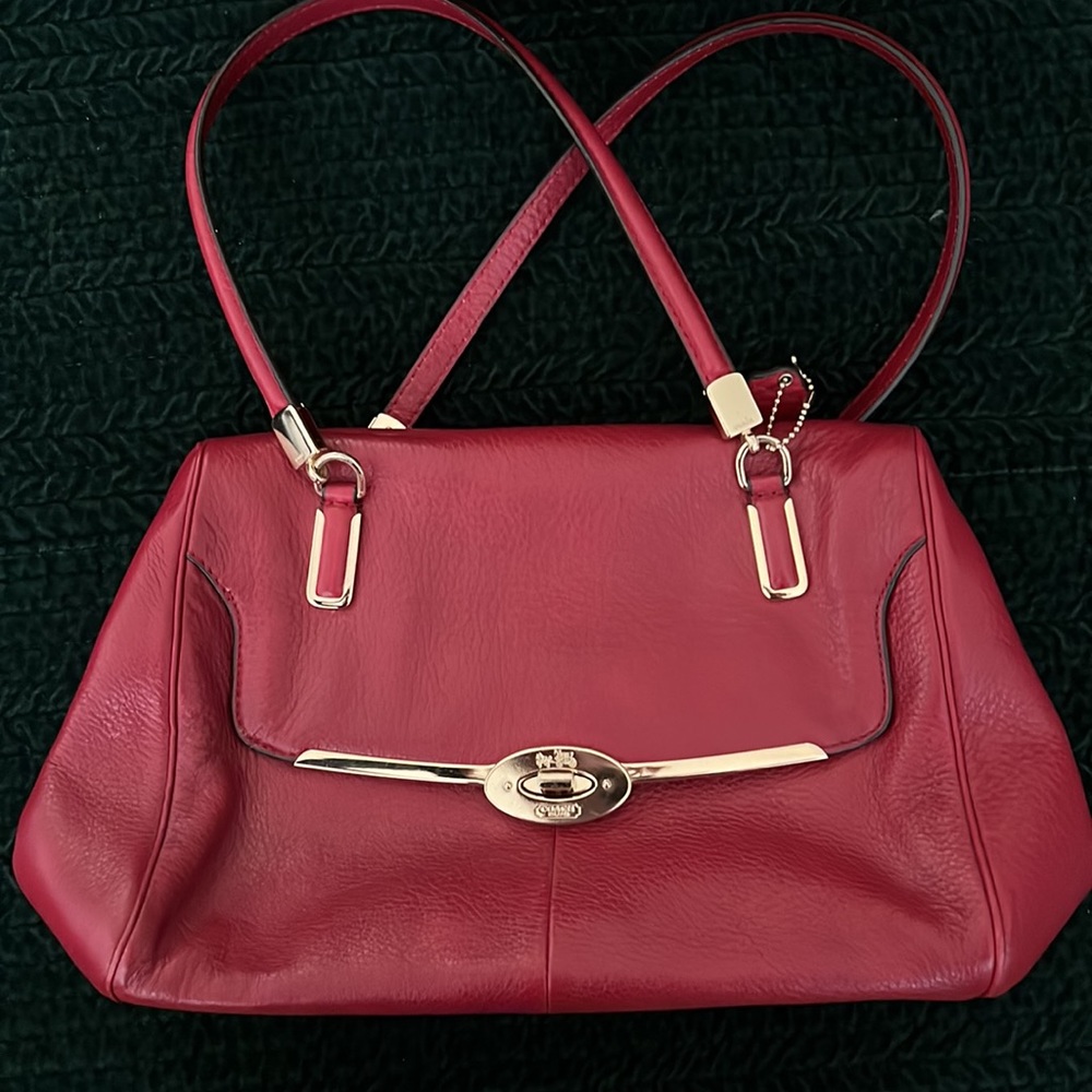 Coach Red Pebbled Leather Tote